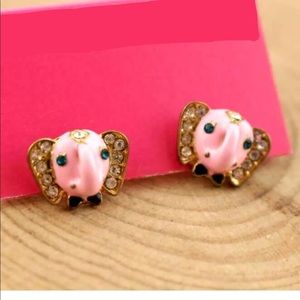 Cute Pink Small Elephant Head Earrings